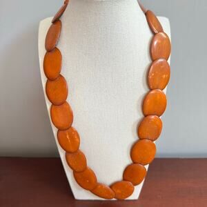 Organic TAGUA NUT Necklace Artisinal Lagenlook Brown Rust Orange